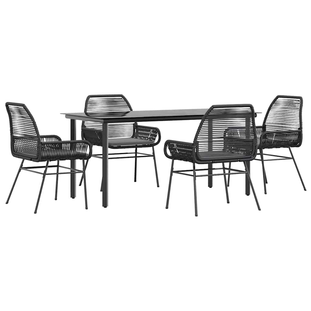 Set da Pranzo da Giardino con Cuscini 5 pz Polyrattan Vetro