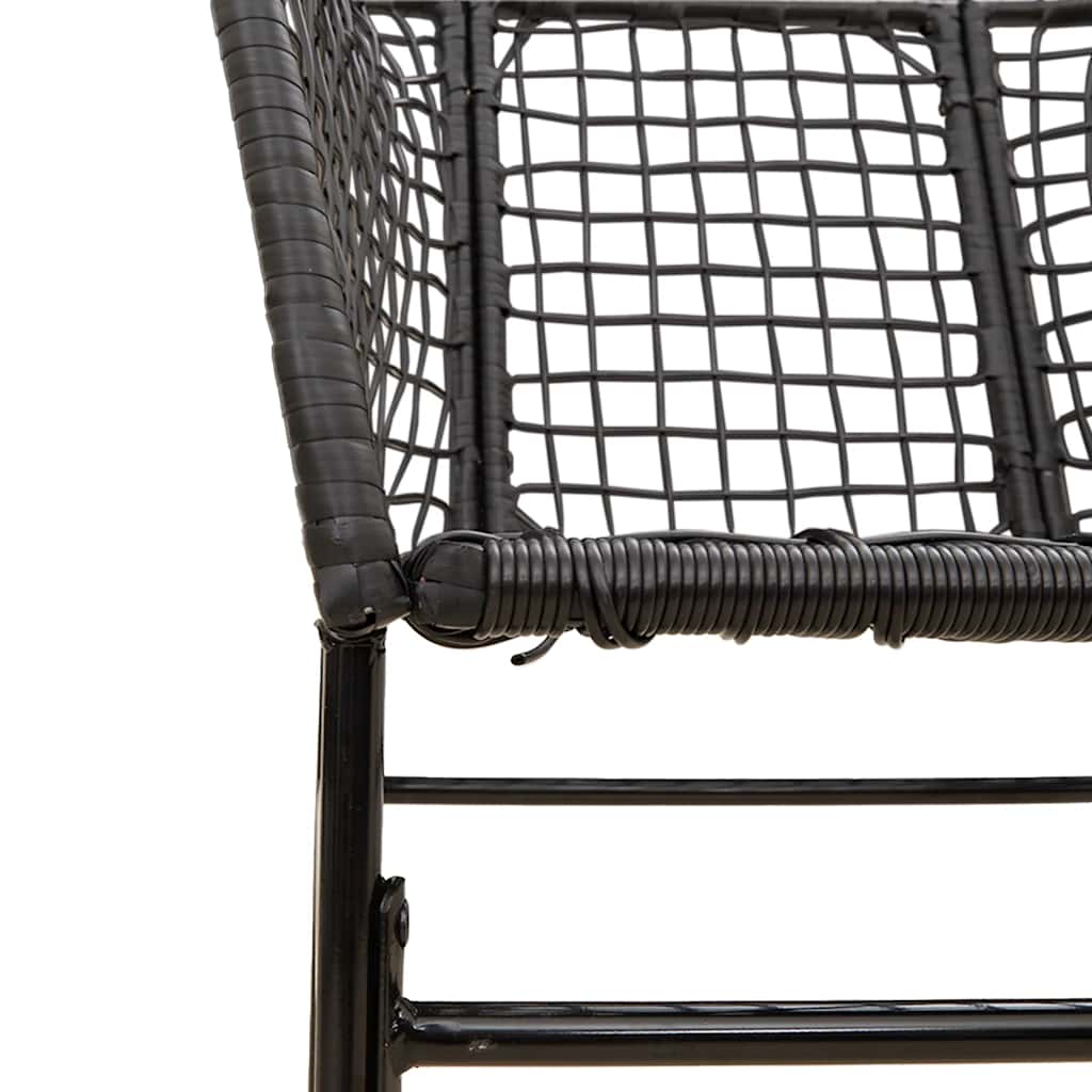 Set Mobili da Pranzo per Giardino 5 pz Nero Polyrattan Vetro