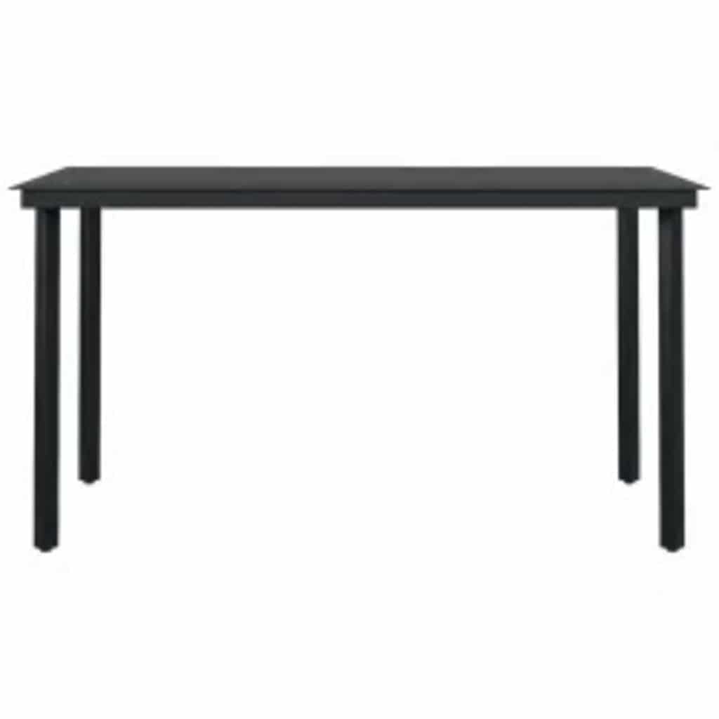 Set Mobili da Pranzo per Giardino 5 pz Nero Polyrattan Vetro