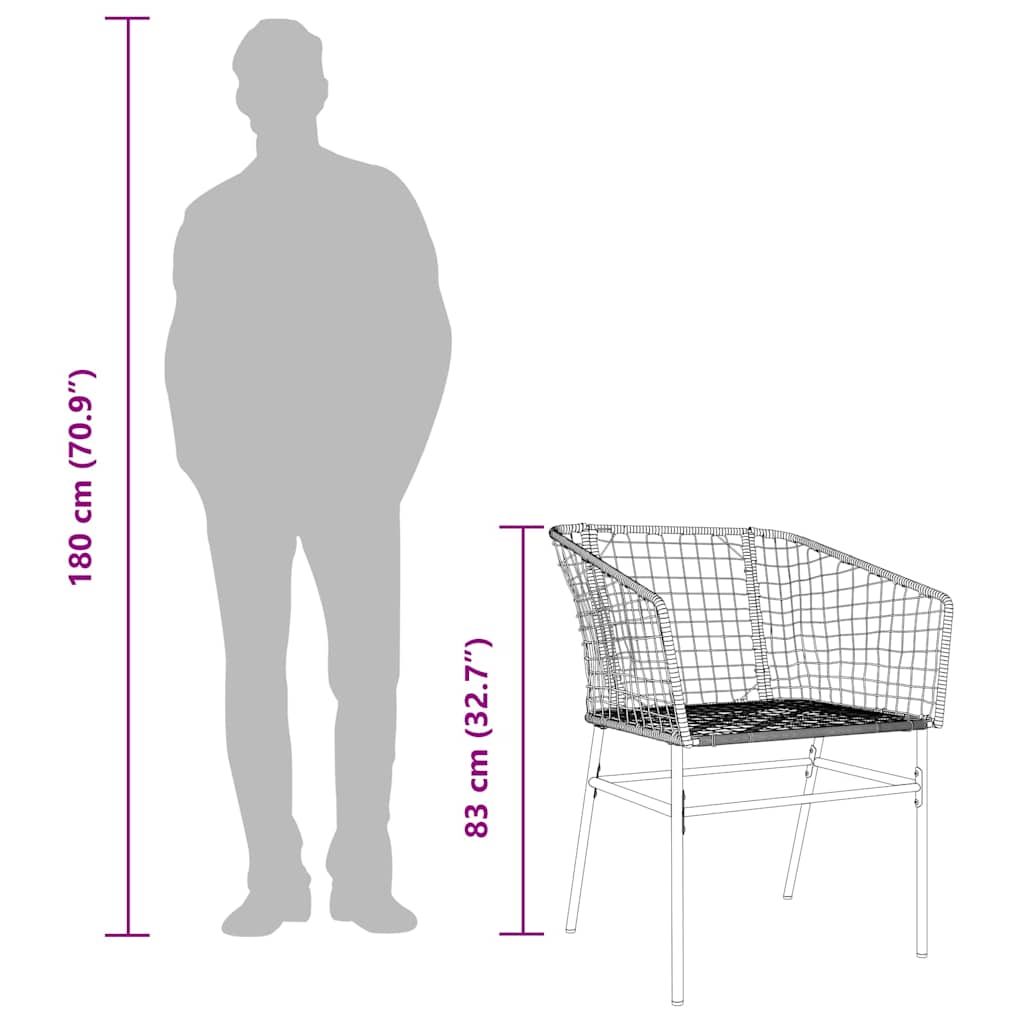 Set Pranzo da Giardino 7pz Marrone Polyrattan Vetro