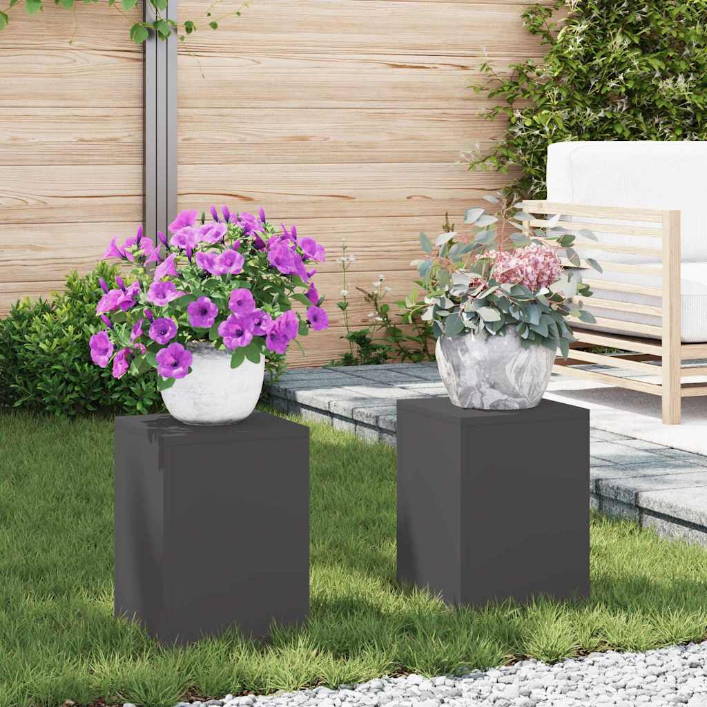Supporti per piante 2 pcs Nero 24 x 24 x 35 cm Acciaio