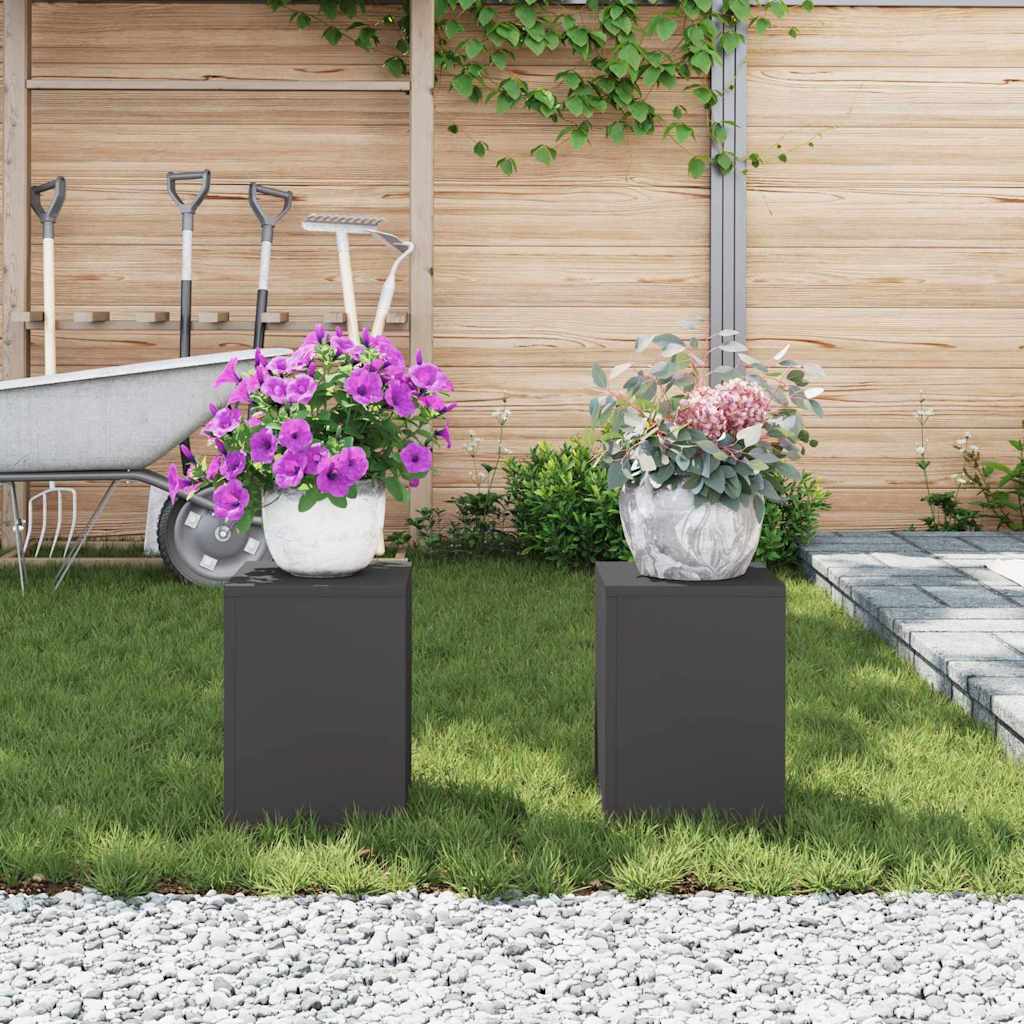 Supporti per piante 2 pcs Nero 24 x 24 x 35 cm Acciaio