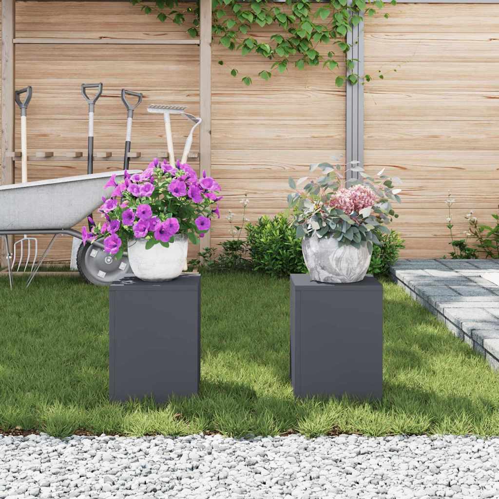 Supporti per piante 2 pcs Antracite 24 x 24 x 35 cm Acciaio