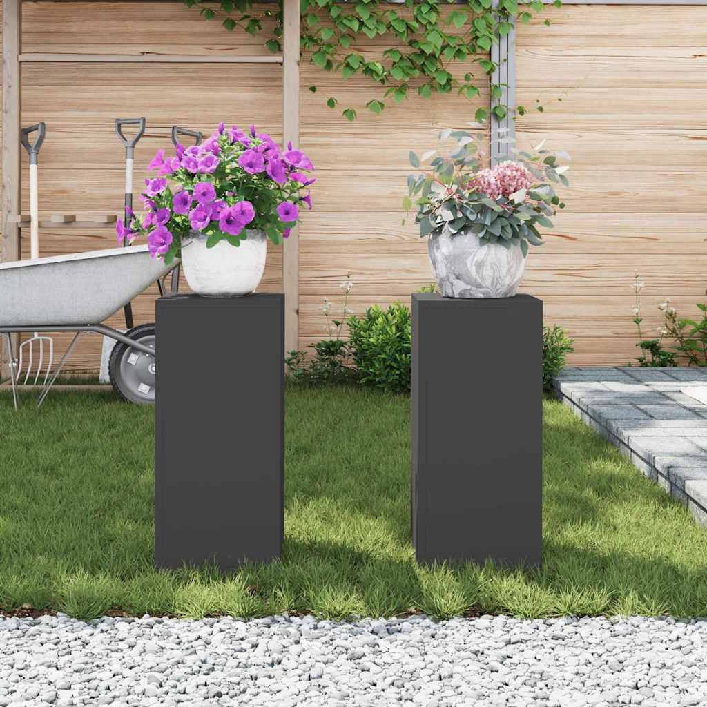 Supporti per piante 2 pcs Nero 24 x 24 x 55 cm Acciaio