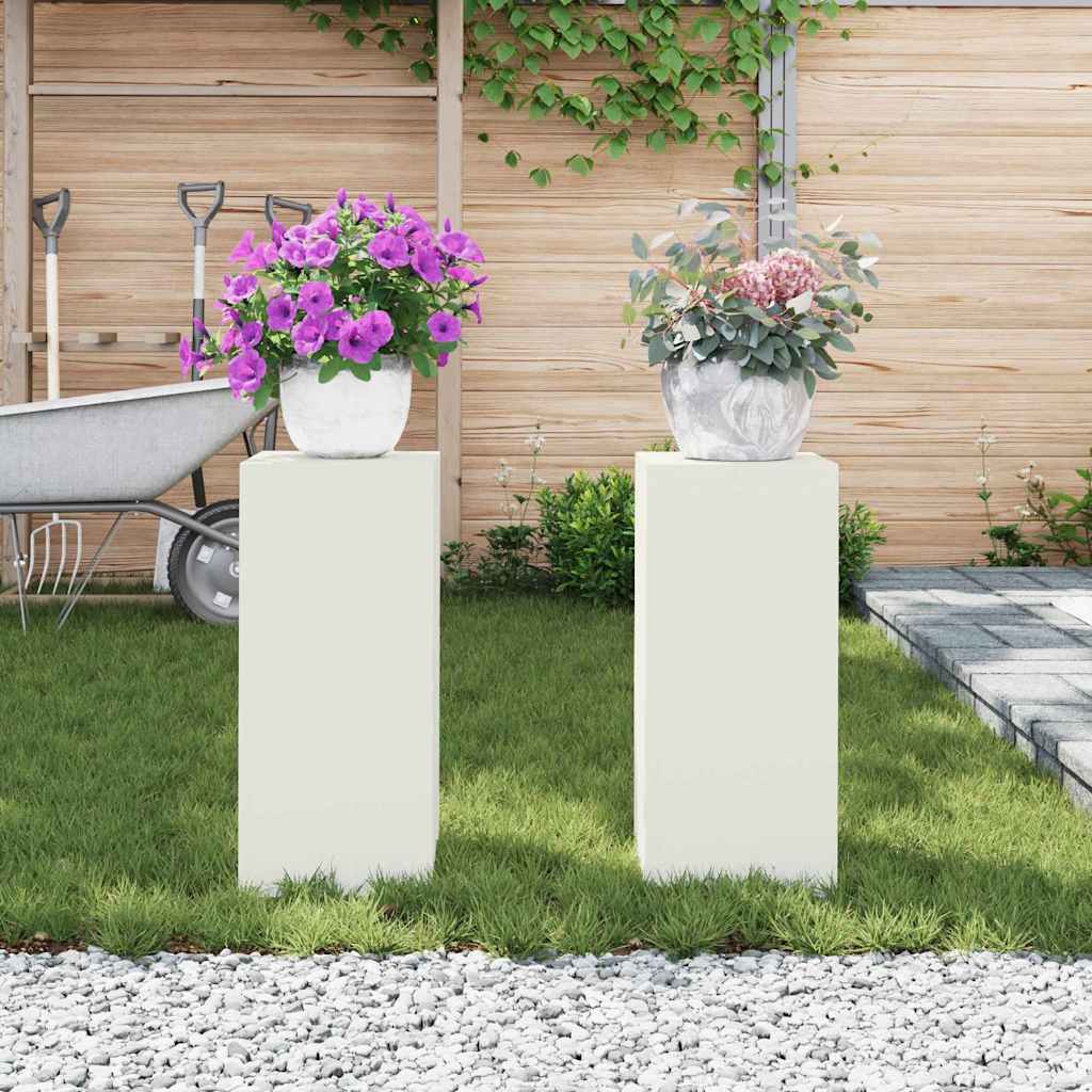 Supporti per piante 2 pcs Bianco 24 x 24 x 55 cm Acciaio