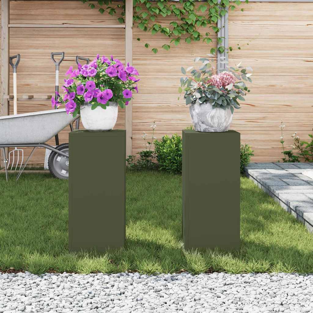 Supporti per piante 2 pcs Oliver verde 24 x 24 x 55 cm Acciaio