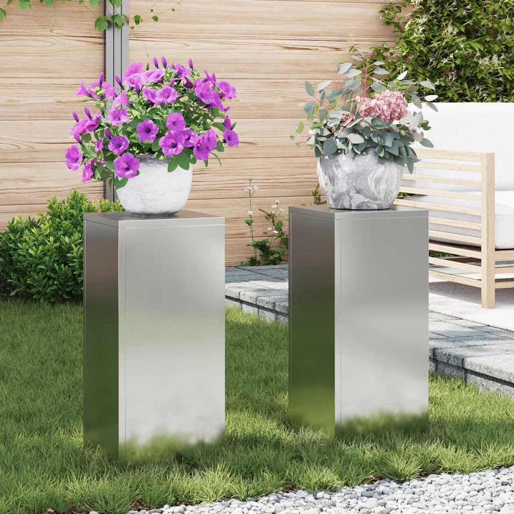Supporti per piante 2 pcs Argento 24 x 24 x 55 cm