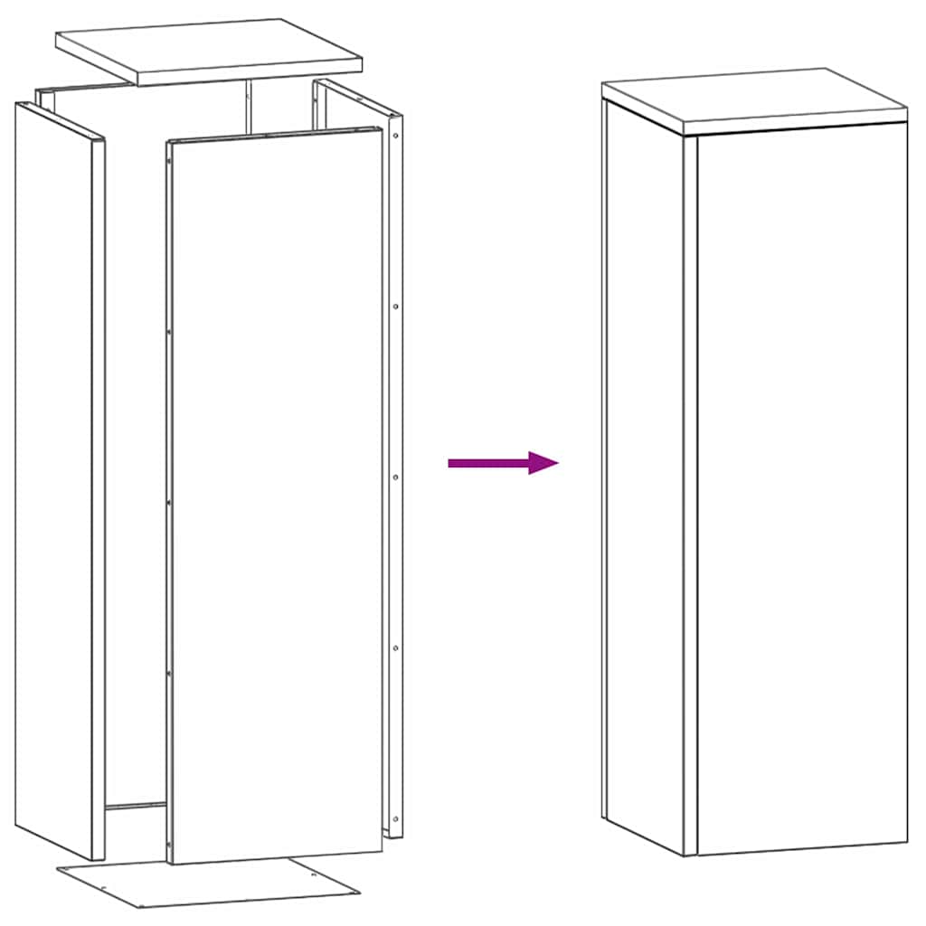 Supporti per piante 2 pcs Nero 24 x 24 x 75 cm Acciaio