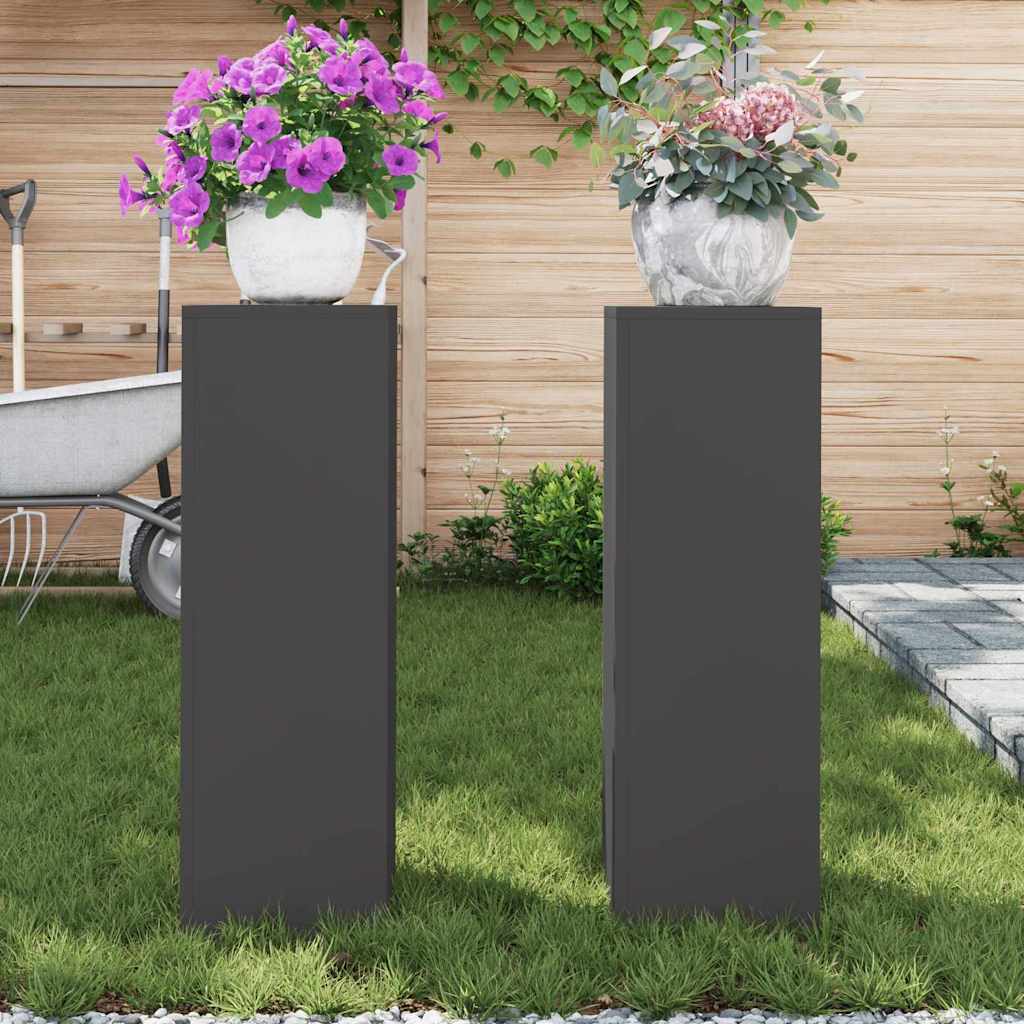 Supporti per piante 2 pcs Nero 24 x 24 x 75 cm Acciaio