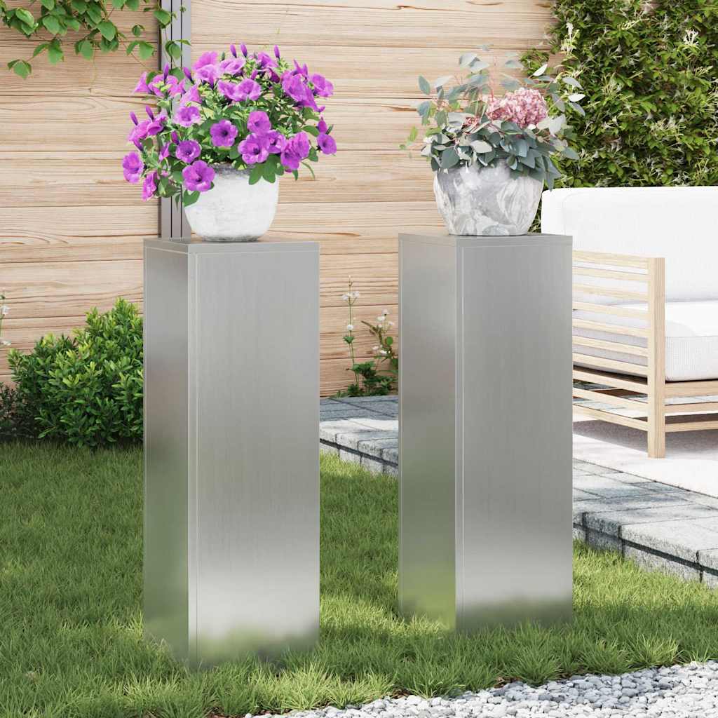 Supporti per piante 2 pcs Argento 24 x 24 x 75 cm
