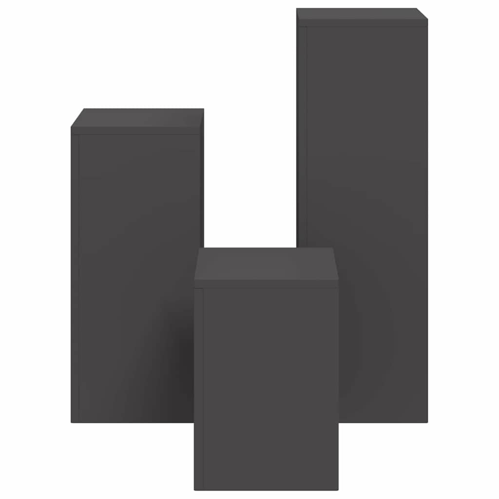Supporti per piante 3 pcs Nero 24 x 24 x 75 cm Acciaio