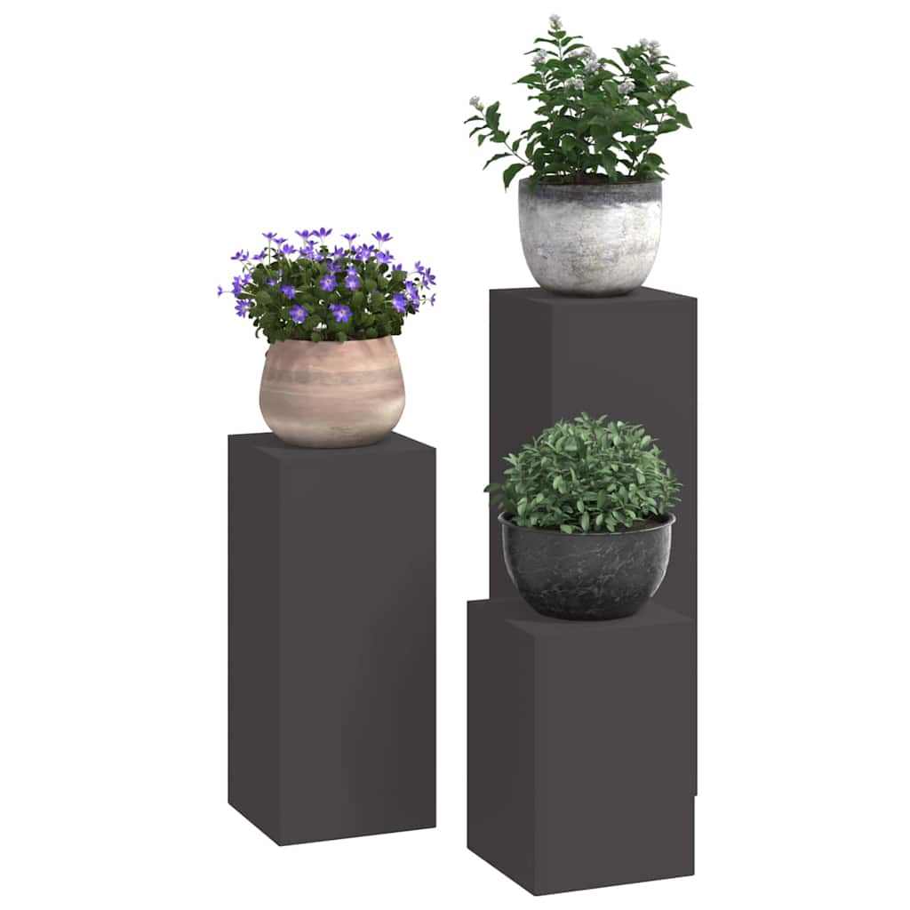 Supporti per piante 3 pcs Nero 24 x 24 x 75 cm Acciaio