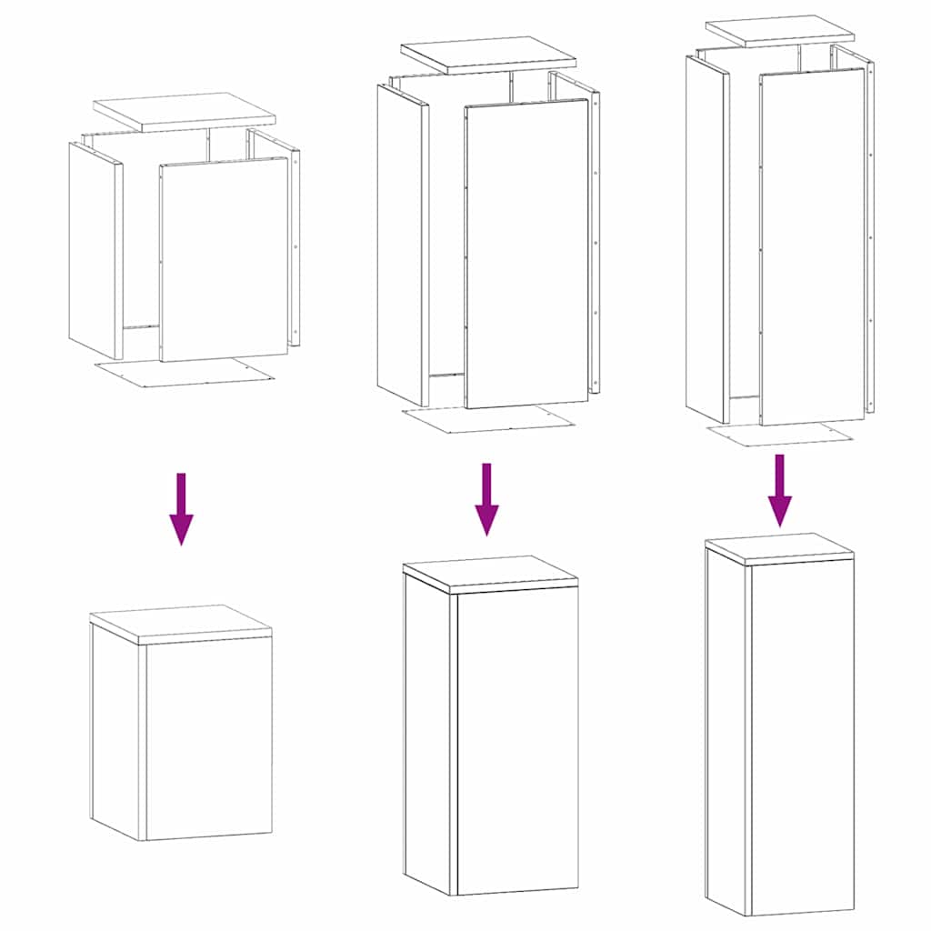 Supporti per piante 3 pcs Bianco 24 x 24 x 75 cm Acciaio