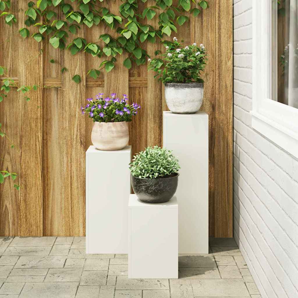Supporti per piante 3 pcs Bianco 24 x 24 x 75 cm Acciaio