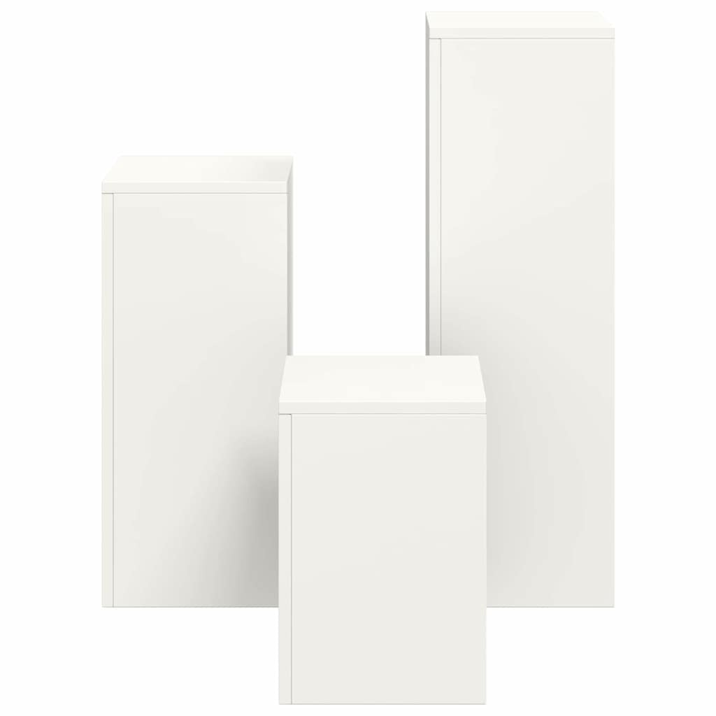 Supporti per piante 3 pcs Bianco 24 x 24 x 75 cm Acciaio