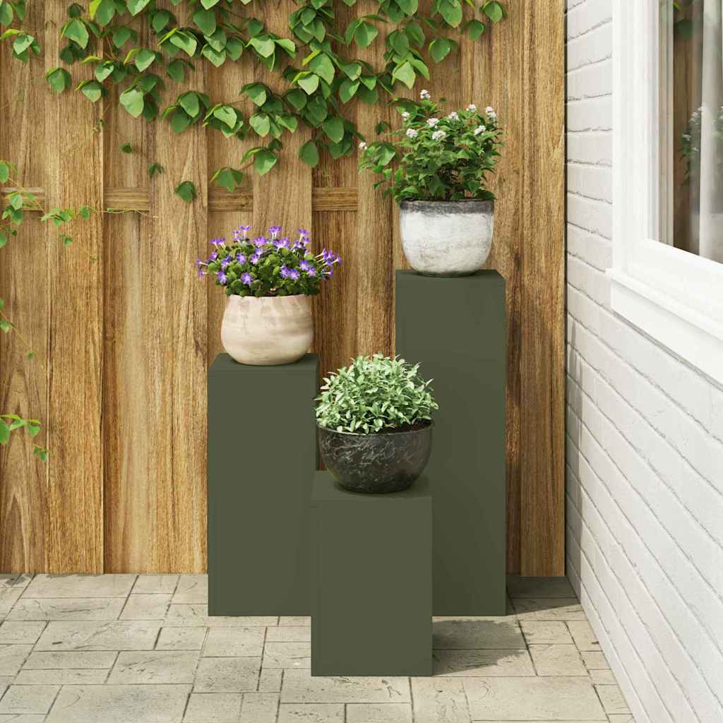 Supporti per piante 3 pcs Oliver verde 24 x 24 x 75 cm Acciaio