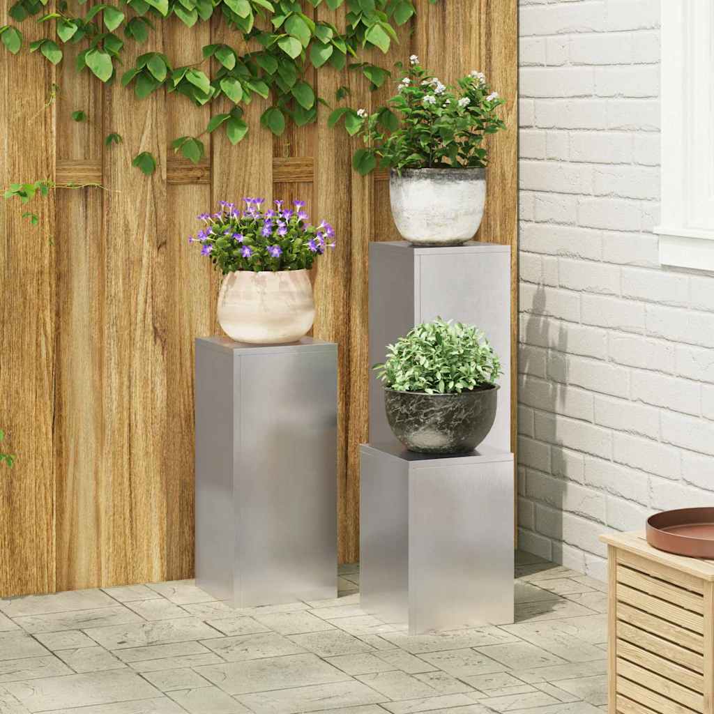 Supporti per piante 3 pcs Argento 24 x 24 x 75 cm