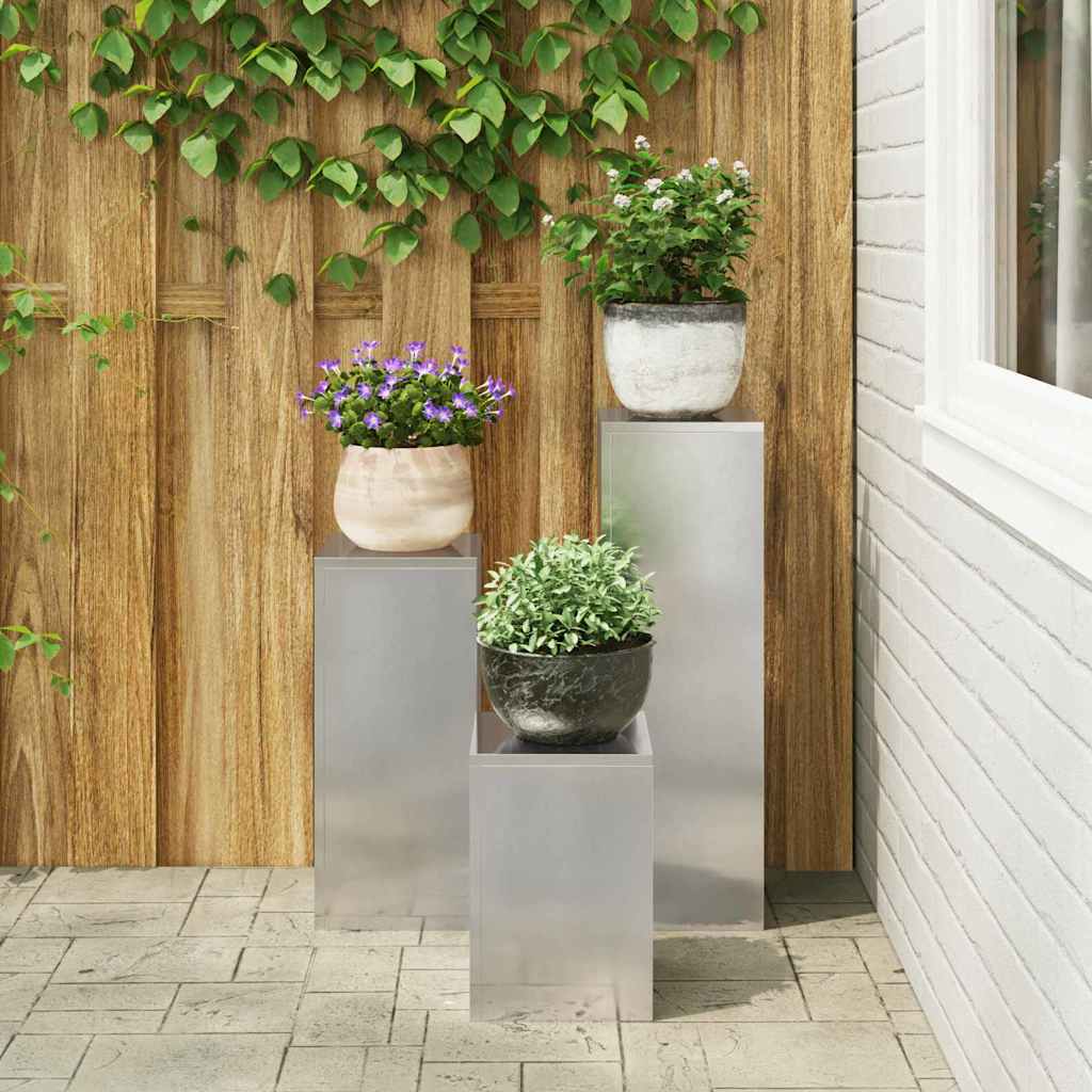 Supporti per piante 3 pcs Argento 24 x 24 x 75 cm