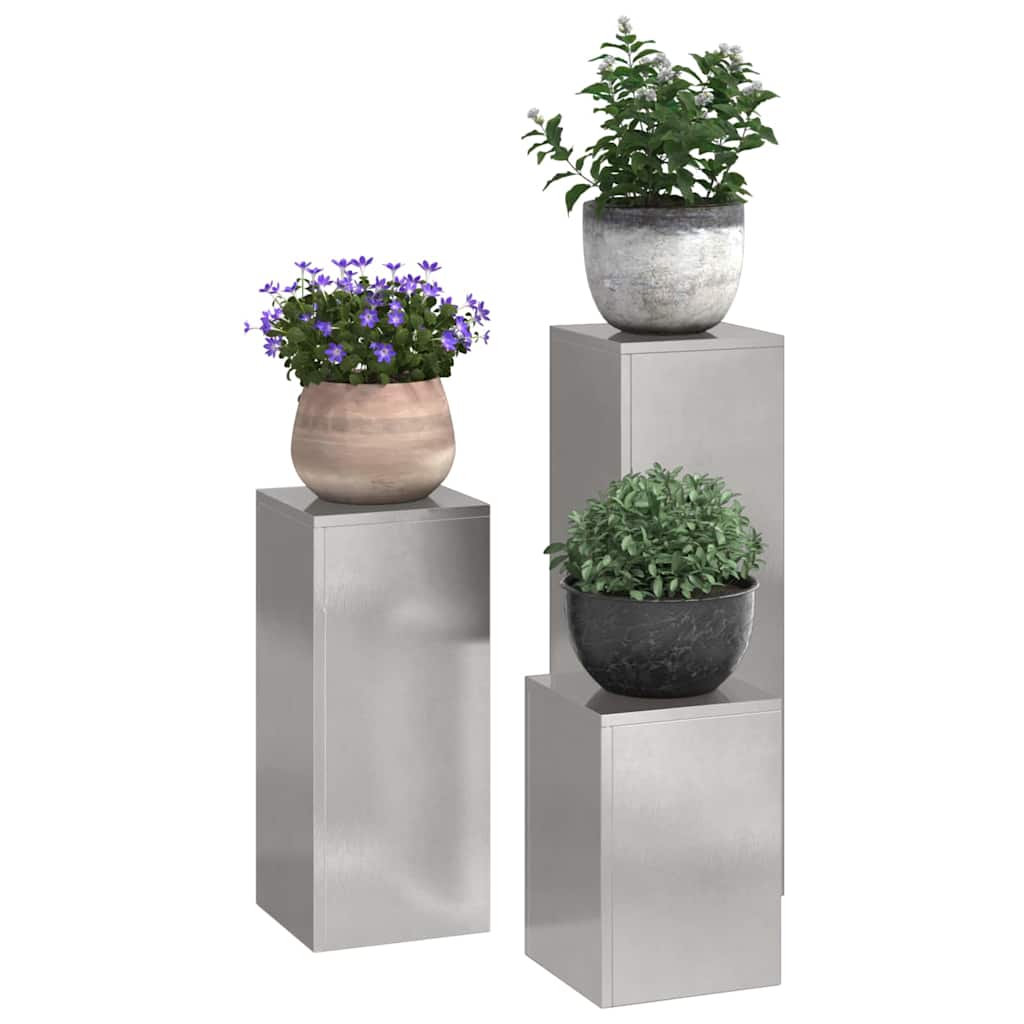 Supporti per piante 3 pcs Argento 24 x 24 x 75 cm