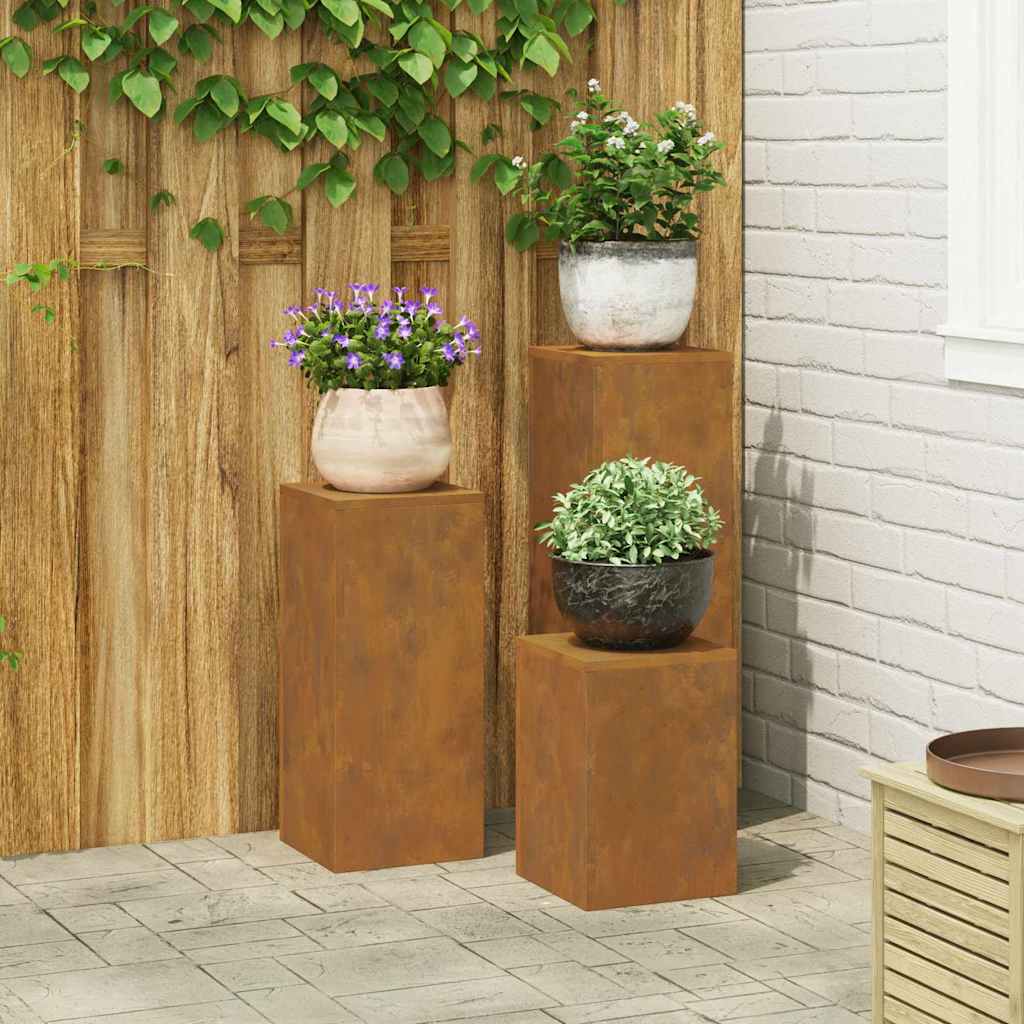 Supporti per piante 3 pcs Ruggine 24 x 24 x 75 cm