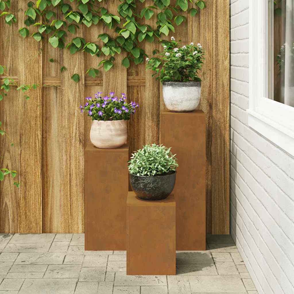 Supporti per piante 3 pcs Ruggine 24 x 24 x 75 cm