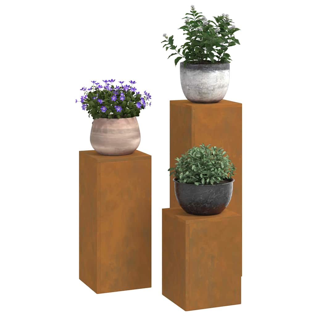 Supporti per piante 3 pcs Ruggine 24 x 24 x 75 cm