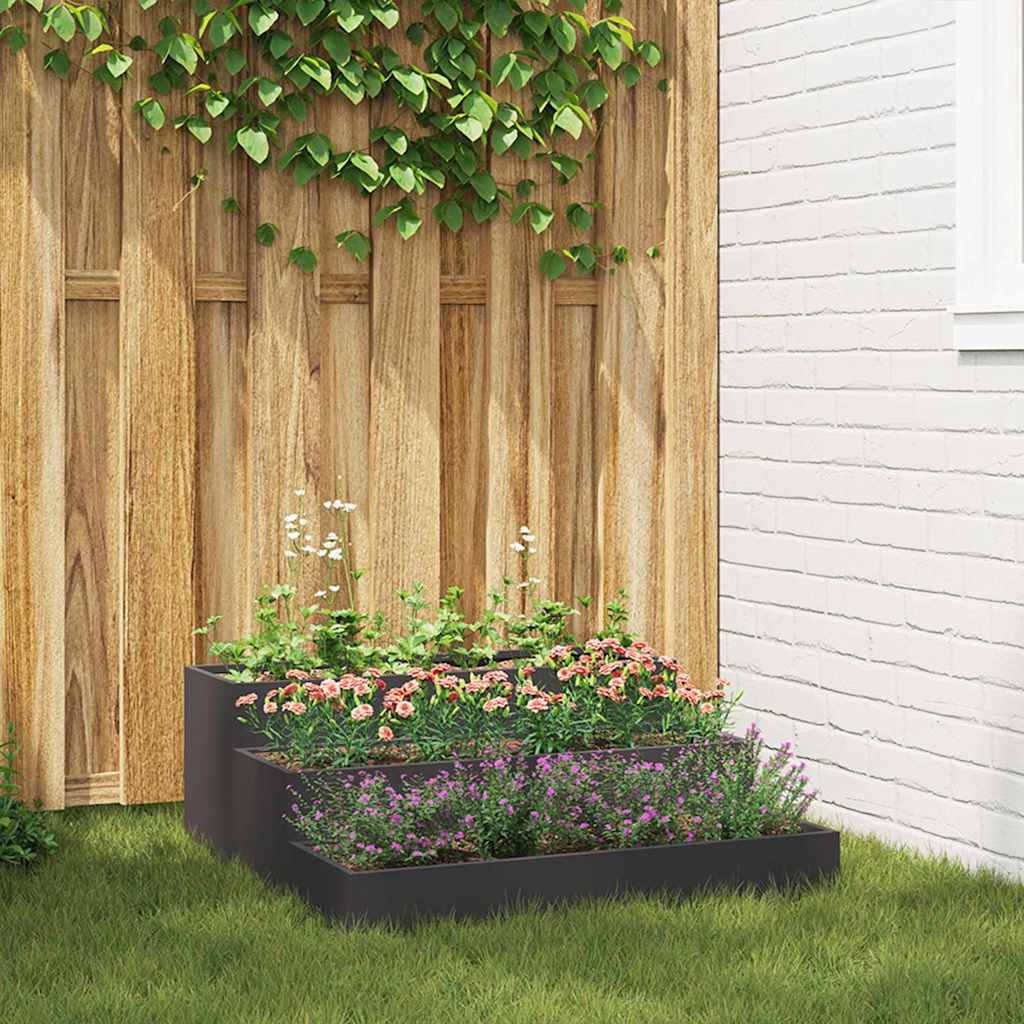 Vaso da giardino Nero 90 x 90 x 35 cm Acciaio