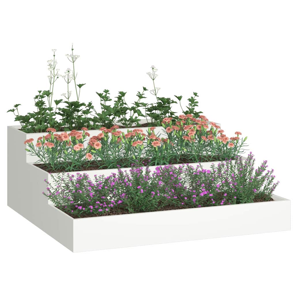 Vaso da giardino Bianco 90 x 90 x 35 cm Acciaio
