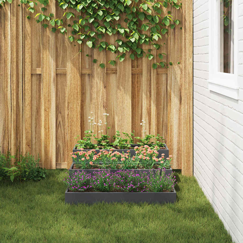 Vaso da giardino Antracite 90 x 90 x 35 cm Acciaio