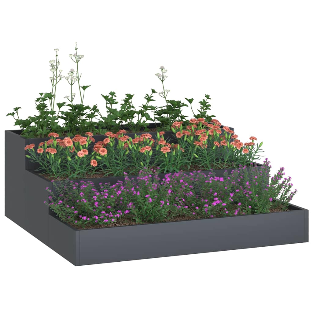 Vaso da giardino Antracite 90 x 90 x 35 cm Acciaio