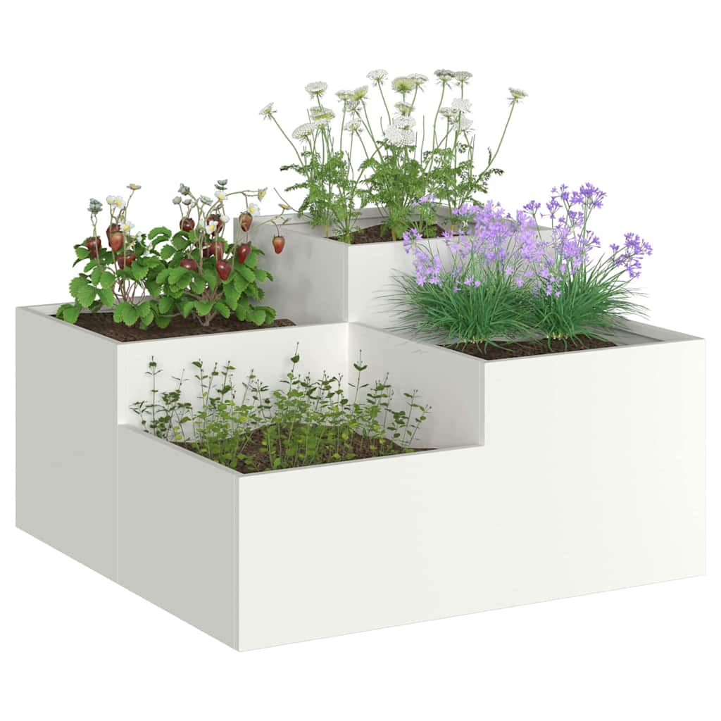 Vaso da giardino Bianco 100 x 100 x 48 cm Acciaio