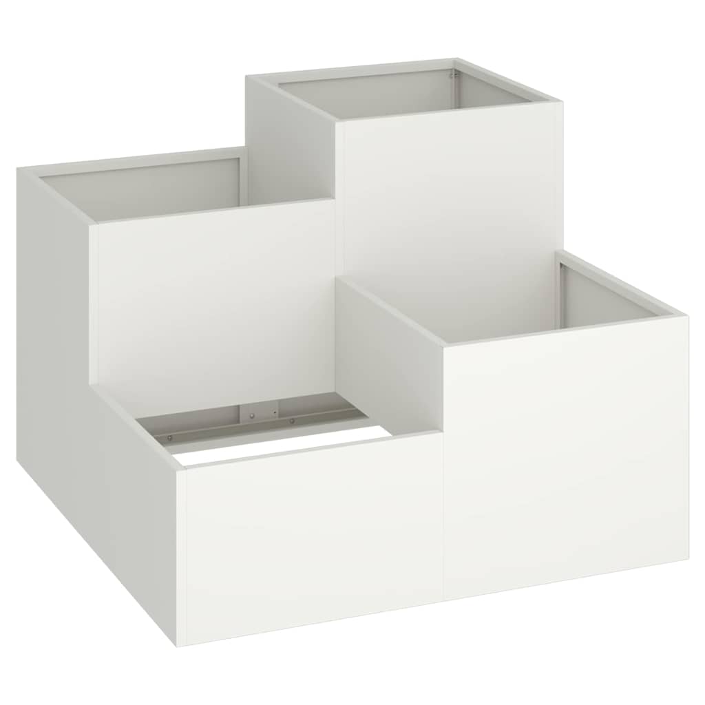 Vaso da giardino Bianco 80 x 80 x 60 cm Acciaio