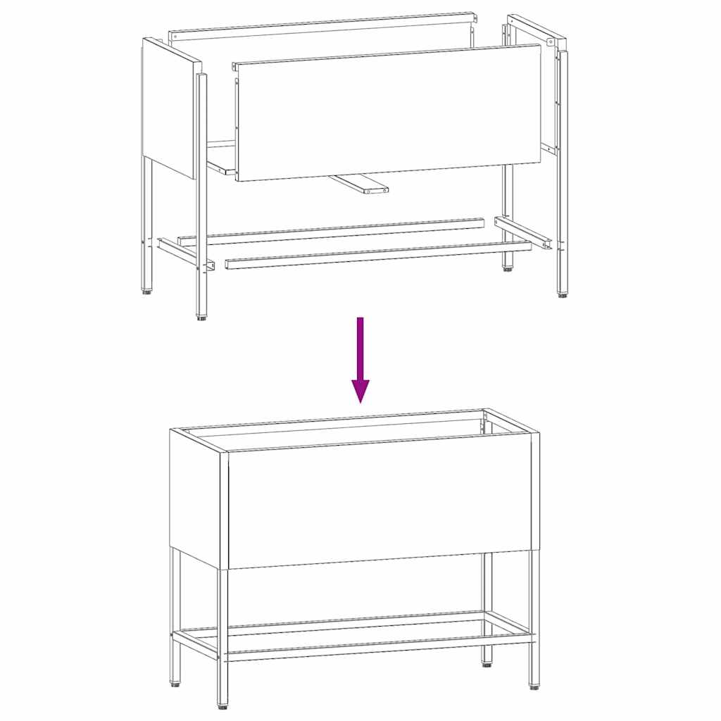 Vaso da Giardino Rialzato Antracite 60 x 26 x 45 cm Acciaio