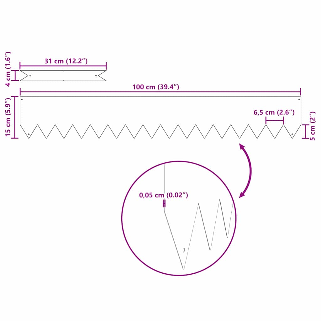 Bordura per Prato 30 pcs Bianco 100 x 0.05 x 20 cm