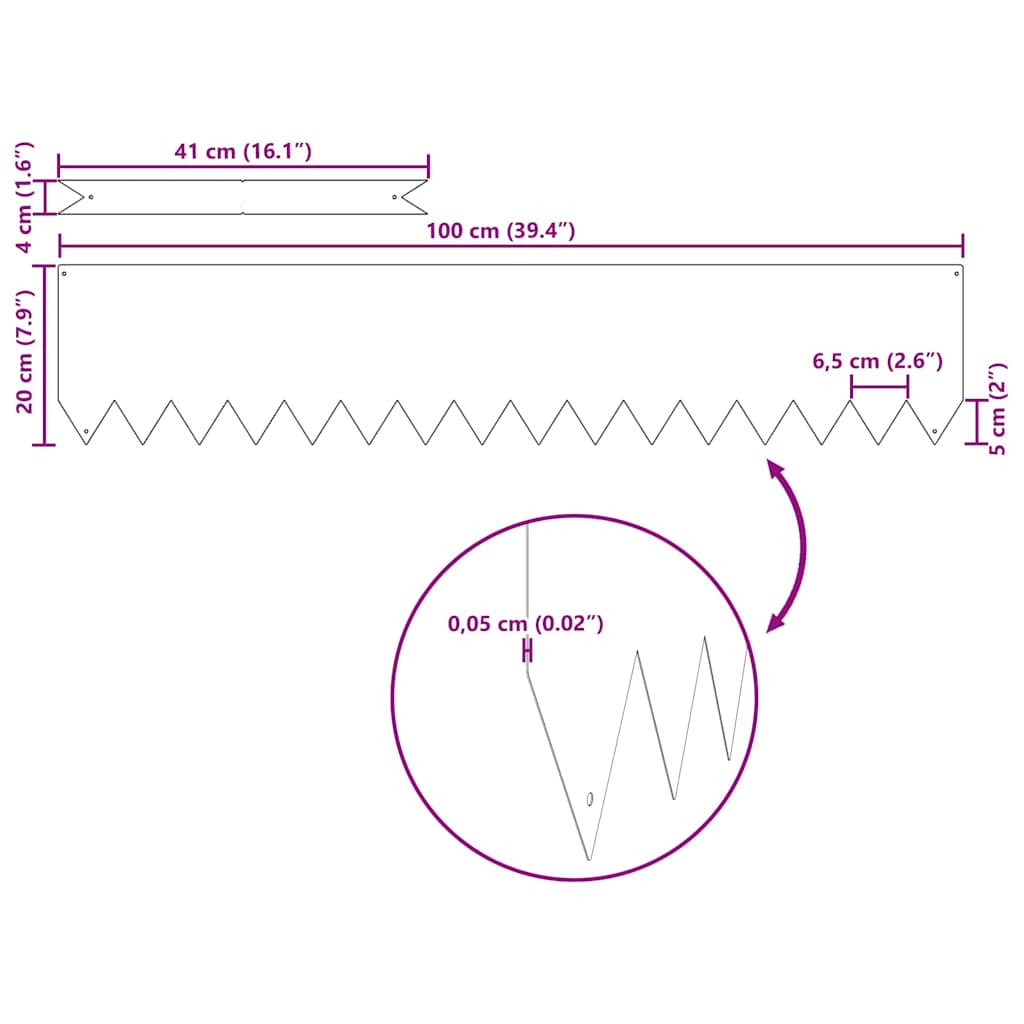 Bordura per Prato 30 pcs Antracite 100 x 0.05 x 20 cm