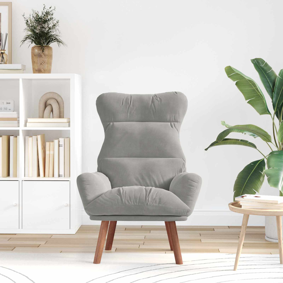 poltrona Grigio chiaro 69 x 74 x 93 cm Velluto - homemem39