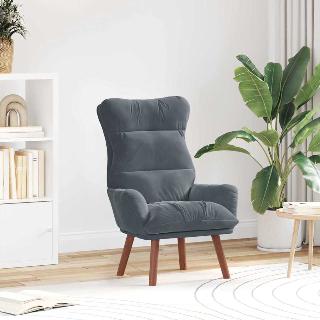 Sedia rilassante Grigio scuro 69 x 74 x 93 cm Velluto