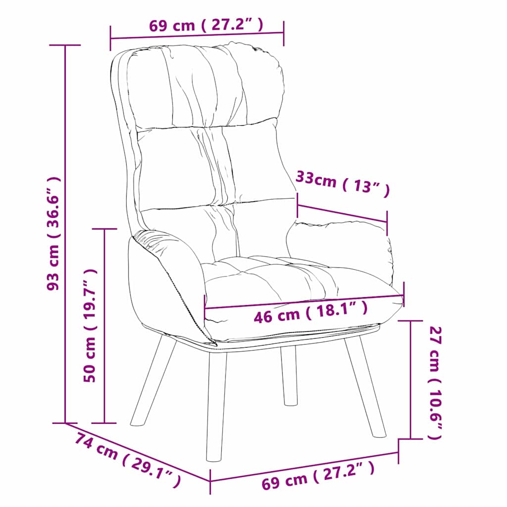 Sedia rilassante Bianco 69 x 74 x 93 cm Pelle sintetica