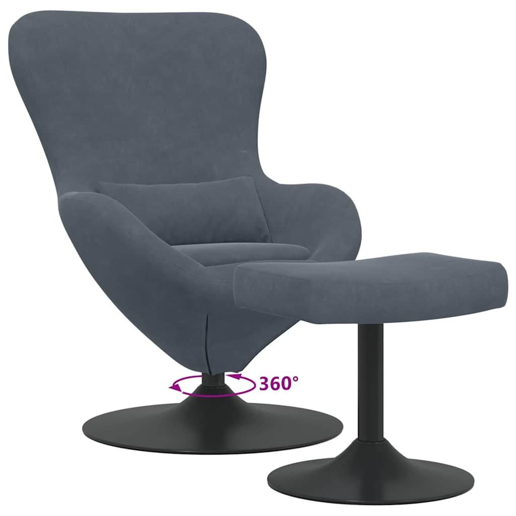 Poltrona uovo 2 pcs Grigio scuro 63 x 73 x 90 cm Velluto
