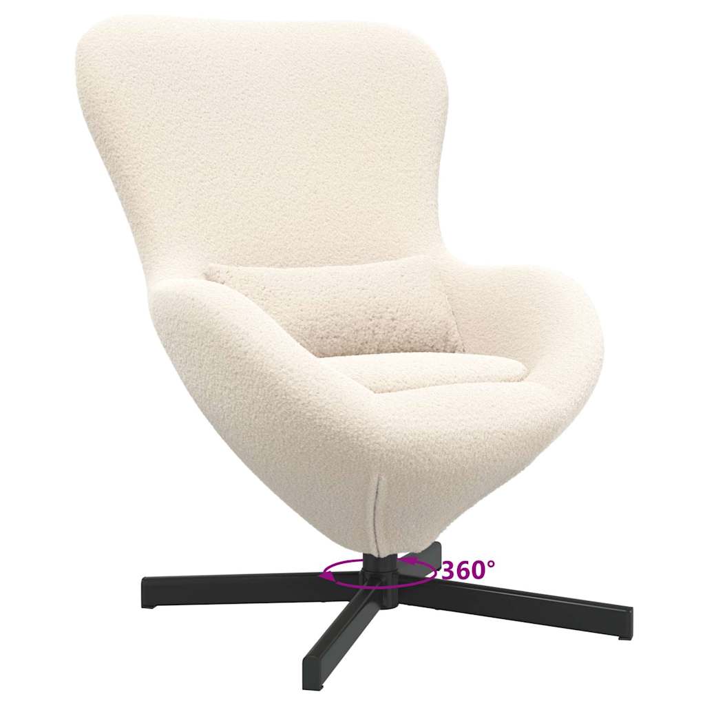 Poltrona uovo Crema Tessuto simile alla lana ricci