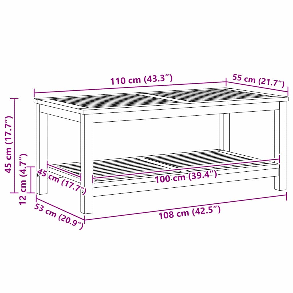 Tavolo laterale Olio Naturale 110 x 55 x 45 cm | homemem39