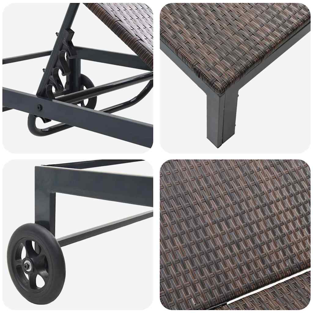 Lettino da Sole 3 pcs Marrone 40 x 39 x 40.5cm polyrattan