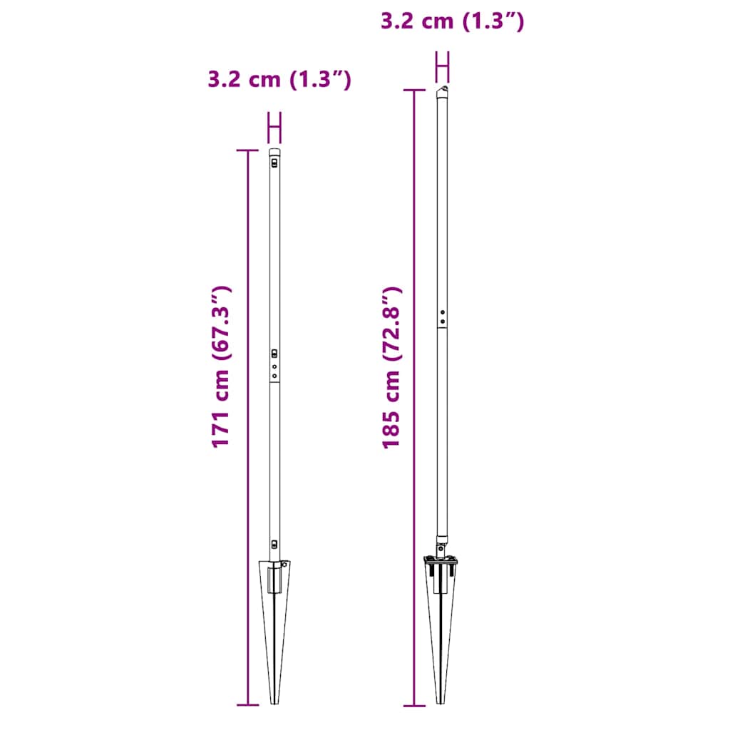 Palo della recinzione 13 pcs Argento Acciaio