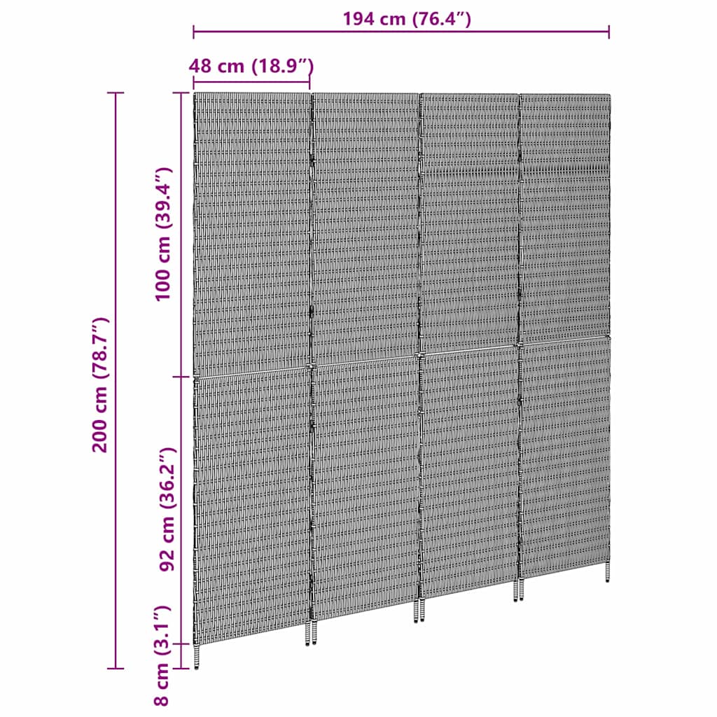 Divider per stanze Beige 196 x 200 cm polyrattan