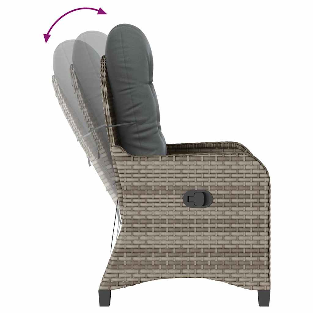 Poltrona reclinabile Grigio 56 x 66 x 95cm polyrattan