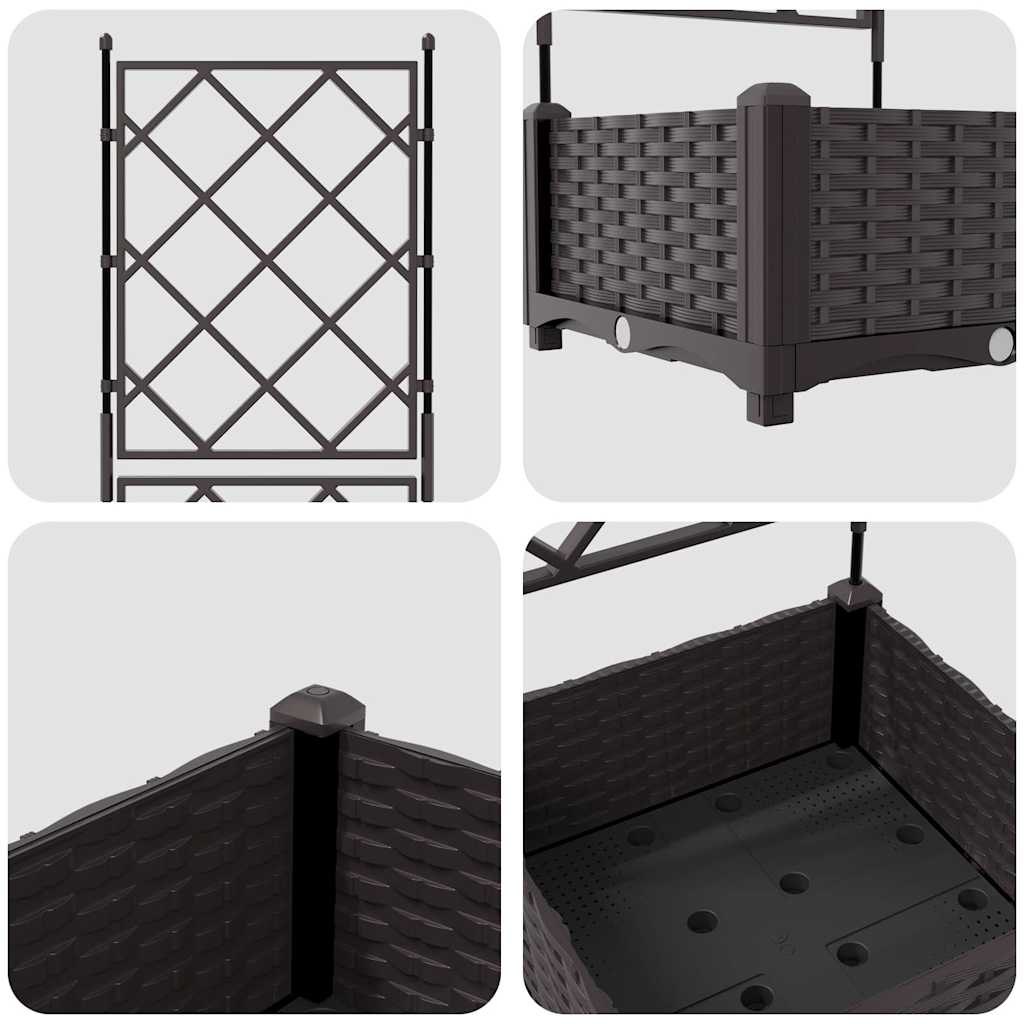 Vaso da Giardino con Trellis Marrone 40 x 40 x 125.5 cm PP