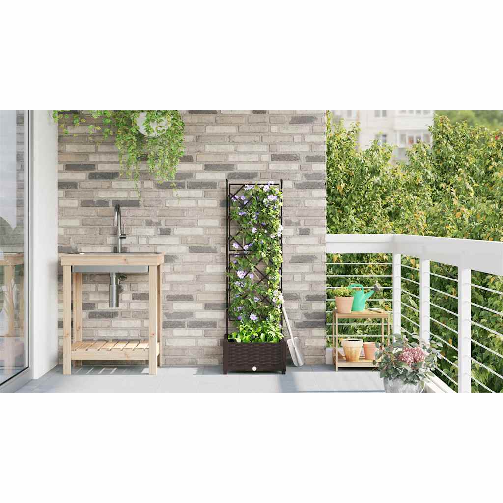 Vaso da Giardino con Trellis Marrone 40 x 40 x 125.5 cm PP
