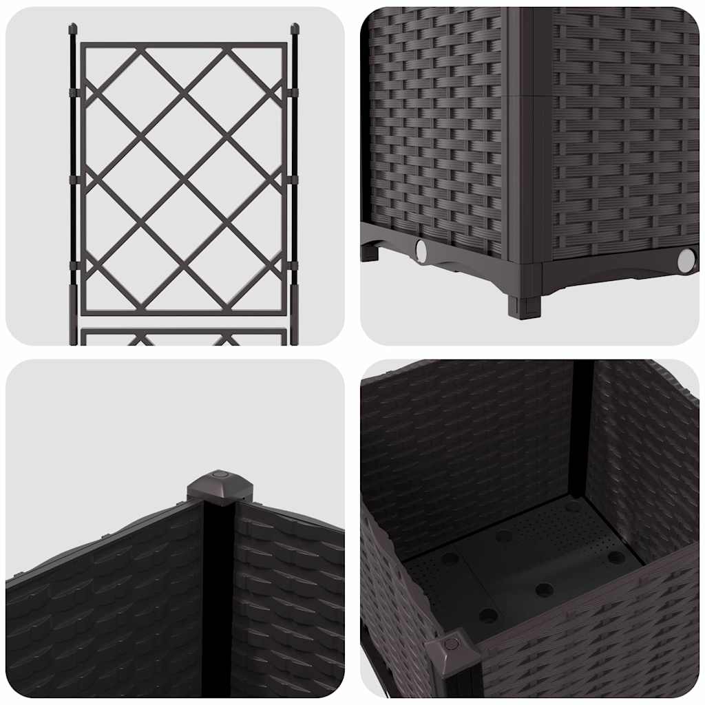 Vaso da Giardino con Trellis Marrone 40 x 40 x 143 cm PP