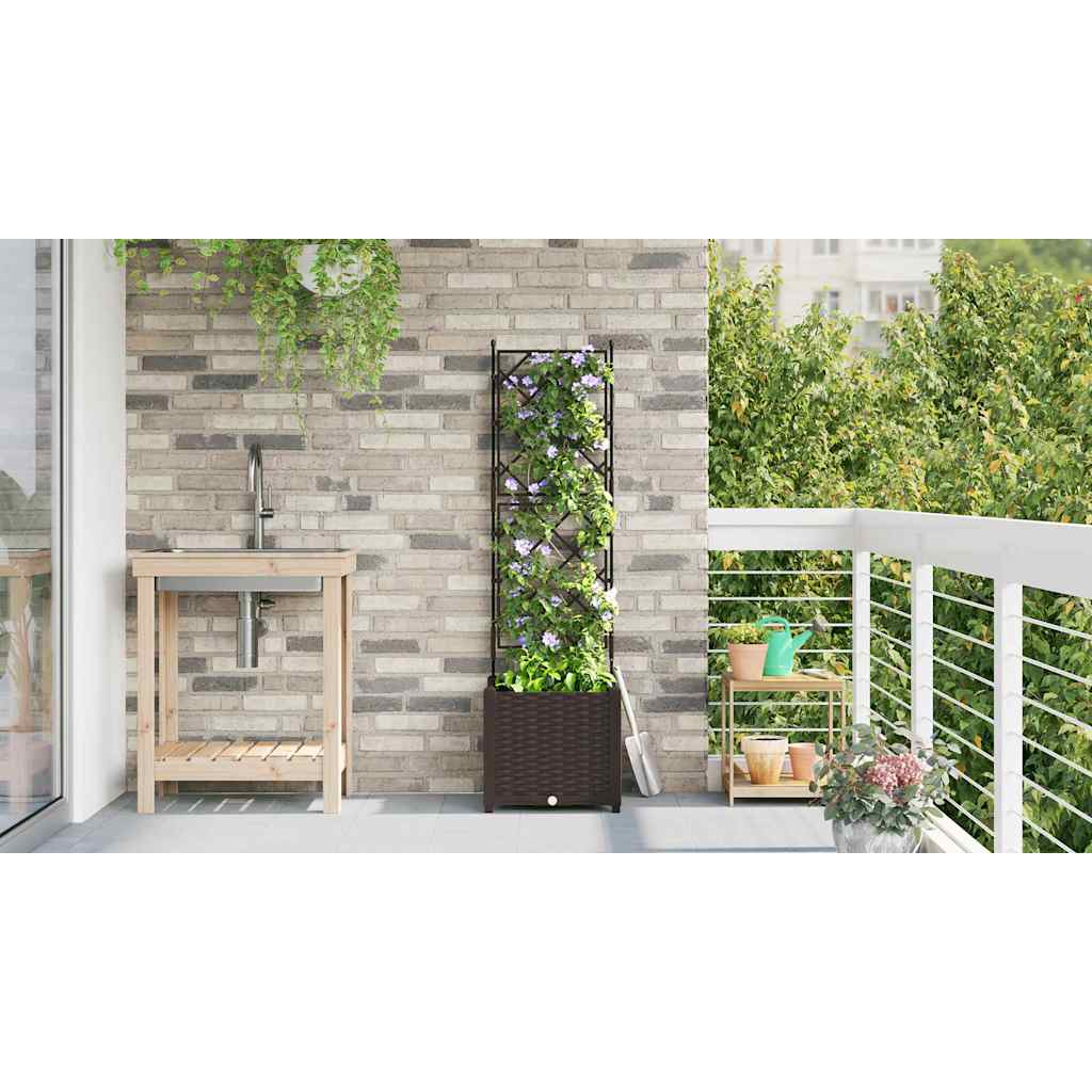 Vaso da Giardino con Trellis Marrone 40 x 40 x 143 cm PP