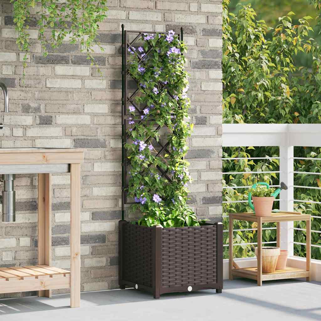 Vaso da Giardino con Trellis Marrone 40 x 40 x 143 cm PP